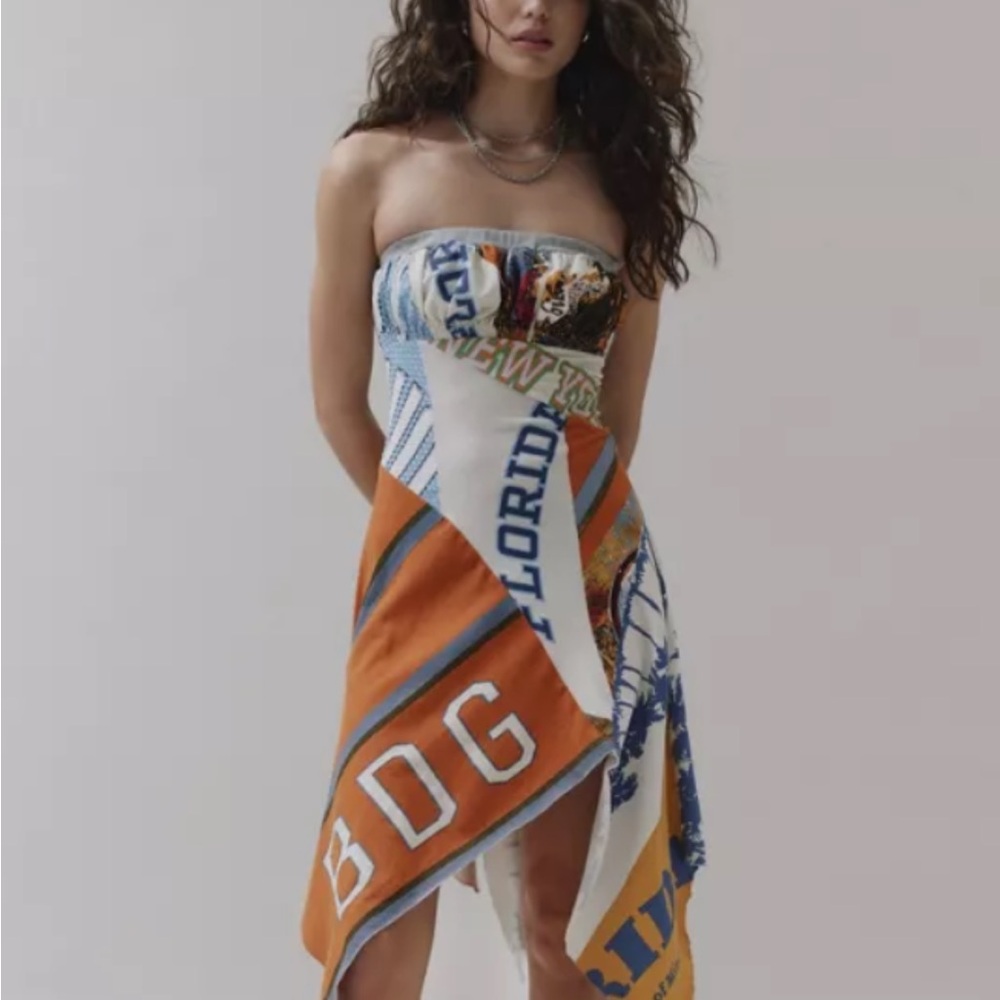 BDG XUrban Outfitters Sadie spliced Colorful Strapless Patchwork Dress